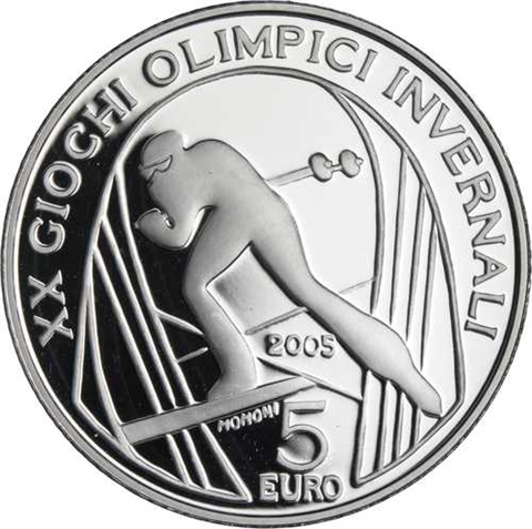 Italien-5Euro10Euro-2005-Olympia-EishockeySkilanglauf-RS