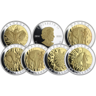 Kanada-7x20Dollar-2014-AGpp-Adler-Wolft-vergoldet-RSVS