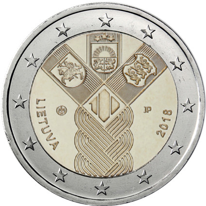 2 Euro Gemeinschaftsausgabe Baltikum 2018 100 Jahre Unabhänigkeit Estland Lettland Littauen 