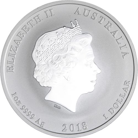 Australien-1 Dollar-2018-AGstgl-Hund-FD-Farbe-RS