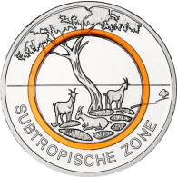 Neue 5 Euro Münze 2018 Subtropische Zone - Deutschland - Klimazone der Erde Polymerring Orange