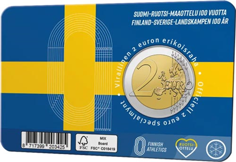 Finnland-2Euro-2025-Stgl-Coincard-Gelb-Leichtathletik-RS