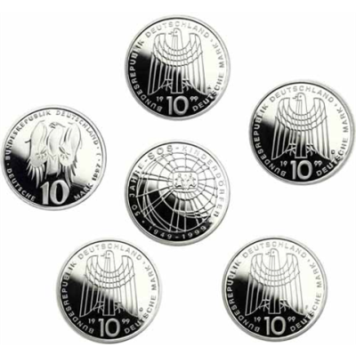 Deutschland-10-DM-Silber-1999-PP-50-Jahre-SOS-Kinderdörfer-MzzA-J