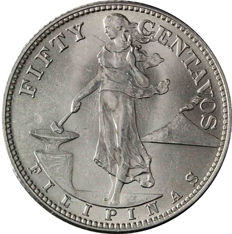 Philippinen 50 Centavos 1944 bfr Stehende Filipinas mit Ambos II
