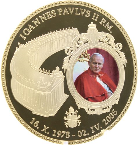 Vatikan-1xMedaille-2011-CUpp-Jahannes Paul II-Farbe Vergoldet-RS