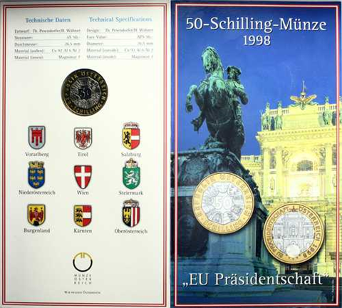 Österreich 50 Schilling 1998 Hgh EU Ratspräsidentschaft I