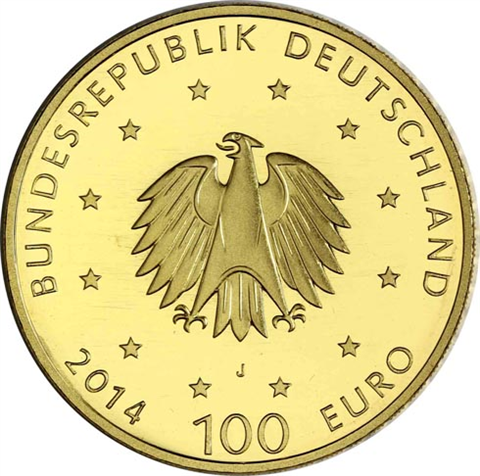 Deutschland-100Euro-2014-Au-Goldmünze-Lorsch-Etui