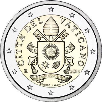 2 Euro Kursmünzen 2019 mit dem  Papst-Wappen von Franziskus