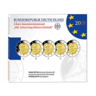 Deutschlande 2 Euro-Satz 2018 Helmut Schmidt PP im Folder