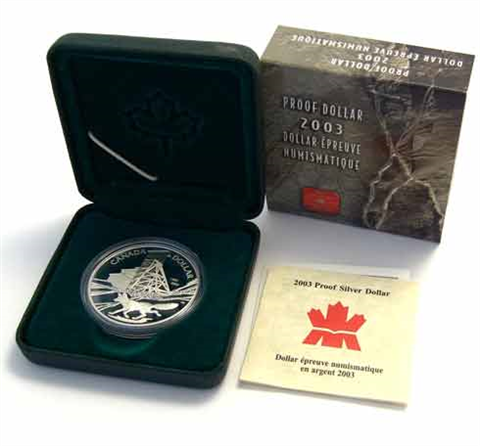 Kanada-1Dollar-2003-AGpp-Cobalt Miene-Etui