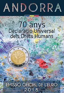 70. Jahre Deklaration der Menschenrechte aus Andorra 2 € Münze