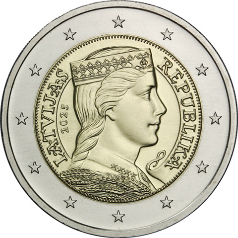 Lettland-2-Euro-2025-Stgl-Trachtenmädchen-RS