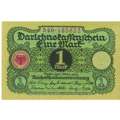 1 Mark Darlehnskassenschein Banknote 