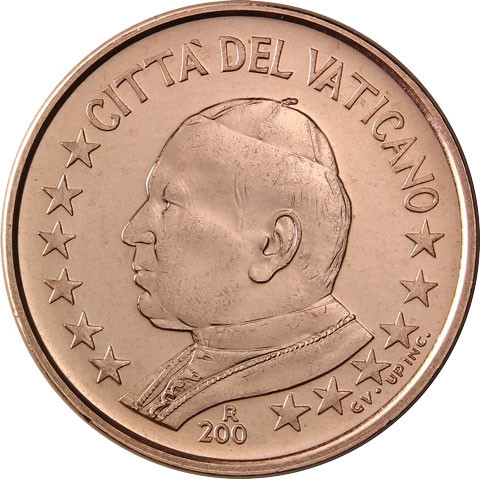 Vatikan Kursmünzen 1 Cent 2003 mit dem Motiv von Papst Johannes Paul II
