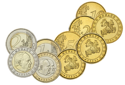 Monaco 10 Cent - 2 Euro 2002 stgl. Rartitäten Kursmuenzen 
