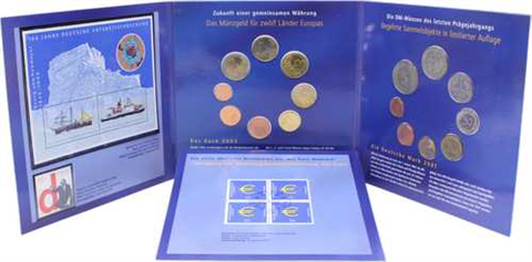 Deutschland-3,88Euro+8,68Mark-2001-bfr-Kurs-Währungswechsel