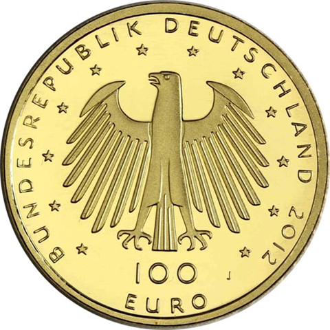 Deutschland-100Euro-2012-Au-Goldmünze-Aachen-Etui
