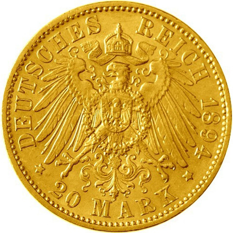 Kaiserreich 20 Mark Gold Albert von Sachsen (J.264)