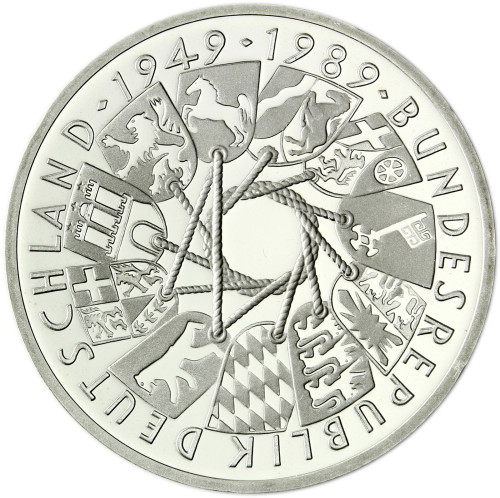 Deutschland 10 DM Silber 1989 Stgl. 40 Jahre Bundesrepublik Deutschland