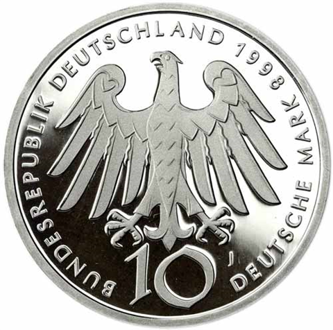 Deutschland-10-DM-Silber-1998-PP-Die-Heilige-Hildengard-von-Bingen-I