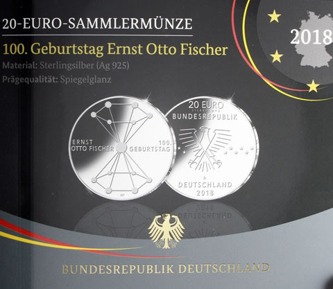 20-Euro-Silbermünze 100. Geb. Ernst Otto Fischer Deutschland 2018 