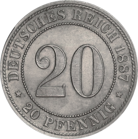 Kaiserreich-20-Pfennig-1887-1888-Jäger-6-I