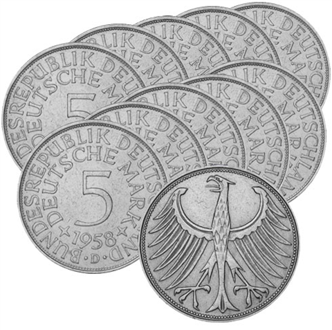 5 DM Silberadler Deutsche Mark Sammlermünzen BRD 