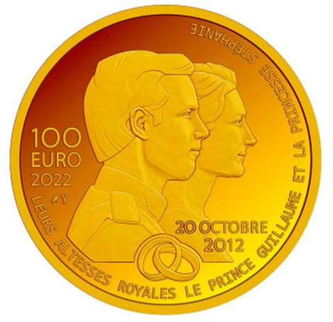 Luxemburg-100Euro-2022-AUstgl-10HochzeitstagVonGuillumeUndStephanie-RS