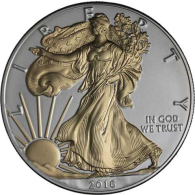 USA-1 Dollar-2016-AGstgl-vergoldet-Eagle-RS