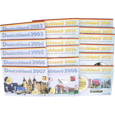 Deutschland-18x3,88 Euro-2002-2019-Kurs Briefmarken-SetI