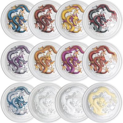 Australien-12x1 Dollar-2012-AGstgl-Drache-VS