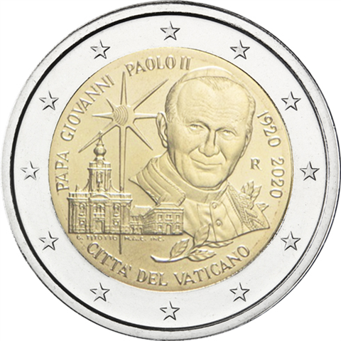 Vatikan-2-Euro-2020-Papst-Johannes-Paul-II-im-Folder