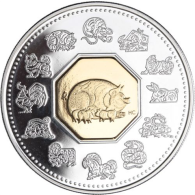 Kanada-15 Dollar-2007-AGpp-Schwein-RS