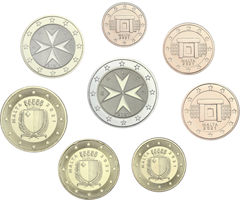 Malta-1-Cent---2-Euro-2021-Kursmünzensatz