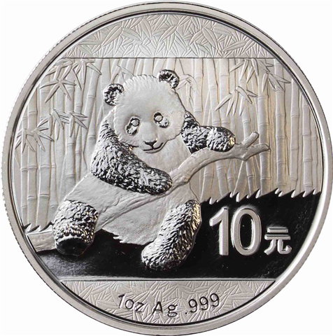 China 10 Yuan 2014 Stgl. Großer Panda - Himmelstempel 1 Oz Silber -I