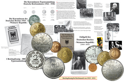 Kursmünzen-Typen-Sammlung aus der Weimarer Republik - 16 Münzen  1919-1933