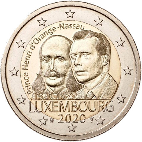 Luxemburg 2 Euro 2020 Henri von Oranien-Nassau Coincard