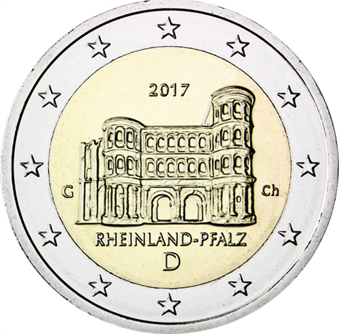 Deutschland-2Euro-2017bfr-PortaNigra-Münzzeichen-G-RS