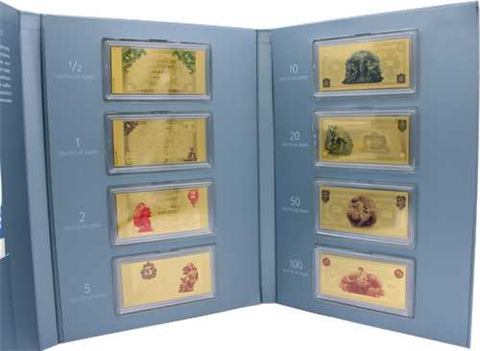 Deutschland-8x0,5g-AUpp-Farbe-Ersten D-Mark Banknoten-Folder