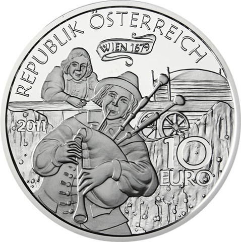 Österreich-10-Euro-2011-Silber-HGH-Der-liebe-Augustin-Folder