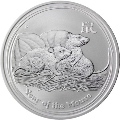 1 Oz Silbermünze Australien Lunar 2 "Jahr der Maus" 2008