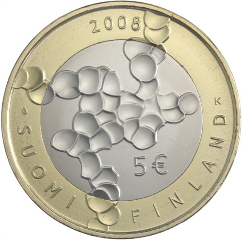 Finnland-5Euro-2008-BU-100JahreAkademiederWissenschaftenundTechnischerUniversitaet-RS