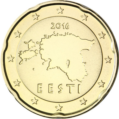 Estland 20 Cent 2016 bfr. Landkarte