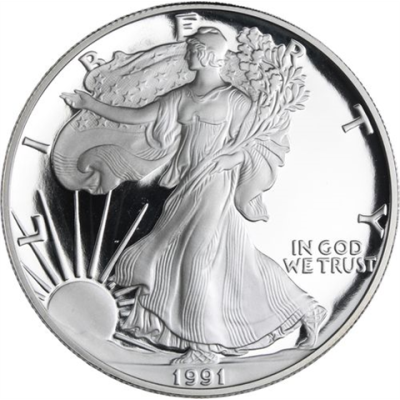 USA-1 Dollar-1991-AGpp-Silver Eagle-RS