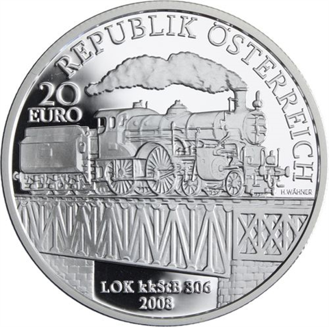 Österreich-6x20Euro-2007-2009-AGpp-Eisenbahn-EtuiI