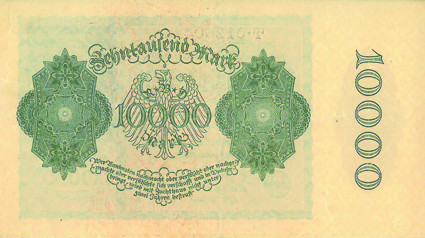 10.000 Mark Reichsbanknote mit Datum