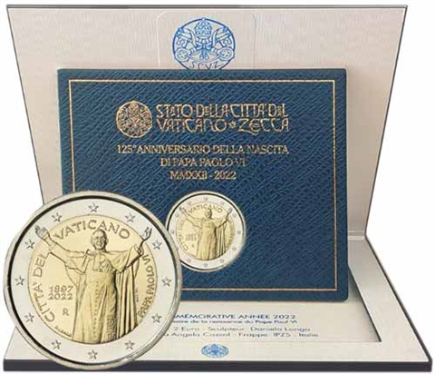 Vatikan-2Euro-2022-Stgl-125.GeburtstagVonPapstPaulVI-Folder