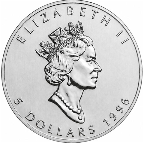 Kanada-5-Dollar-1996-1-Unze-Silber-Maple-Leaf-RS