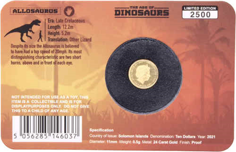 Salamonen Islands-10 Dollar-2021-AUpp-Allosaurus-Coincard-RS