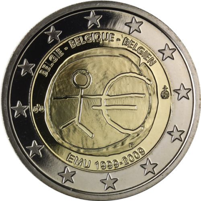 Belgien 2 Euro 2009 PP 10 Jahre WWU - EMU Neu